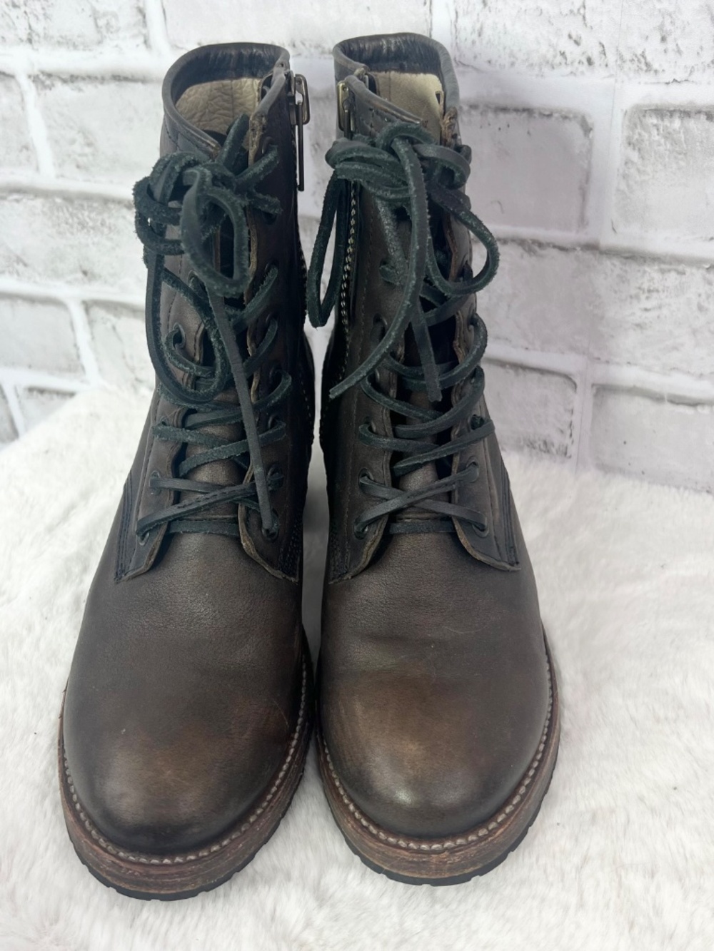 🦅FREEBIRD BY STEVEN • Cavalier Brown Leather Lace Up Combat Ankle Boots Size 8 - Picture 5 of 15